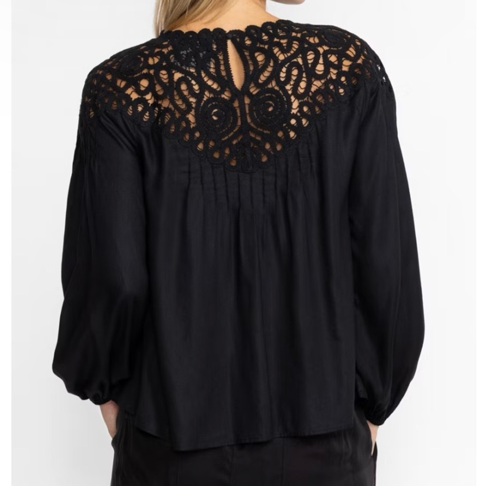 Johnny Was Cielito Modal blouse black crochet size XS - Picture 3 of 11